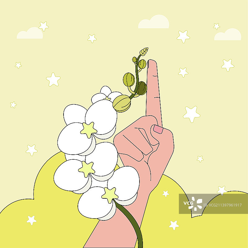 矢量手势与花卉之花语一蝴蝶兰图片素材