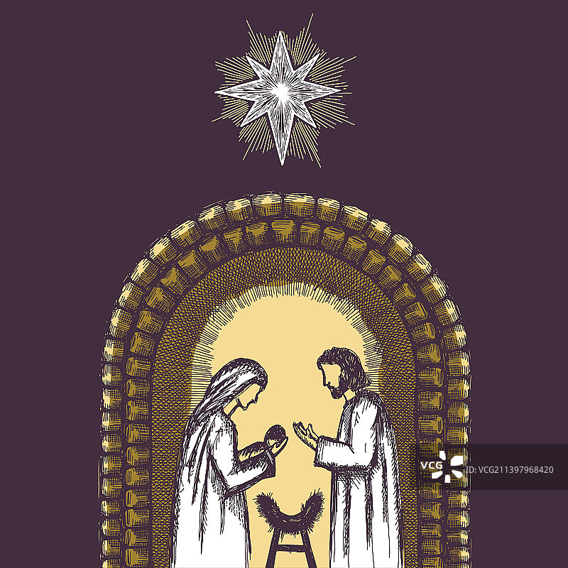 约瑟夫、玛丽和耶稣图片素材