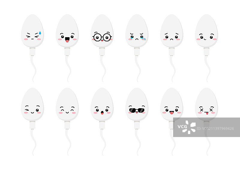 可爱的精子细胞卡通表情符号图片素材