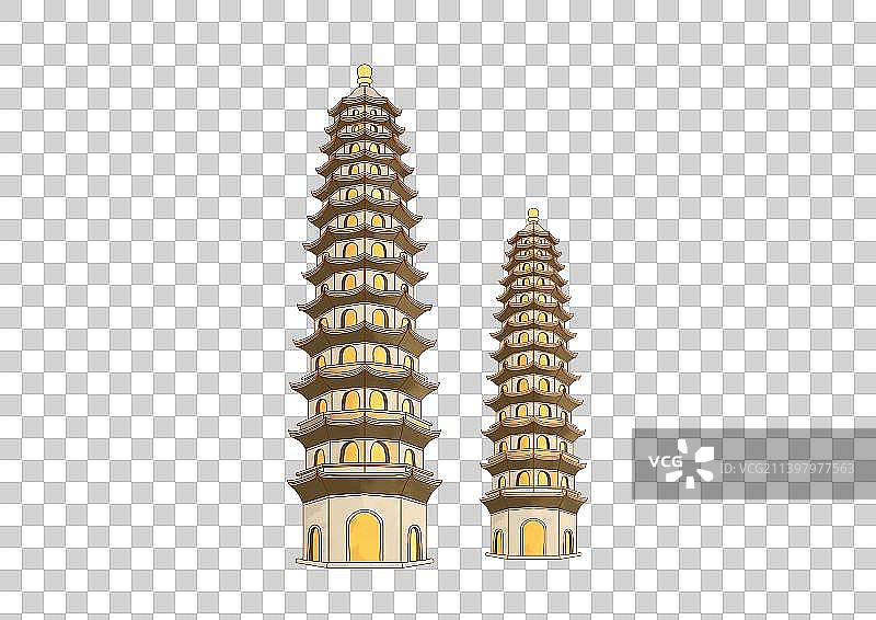太原地标古建筑素材双塔寺永祚寺图片素材
