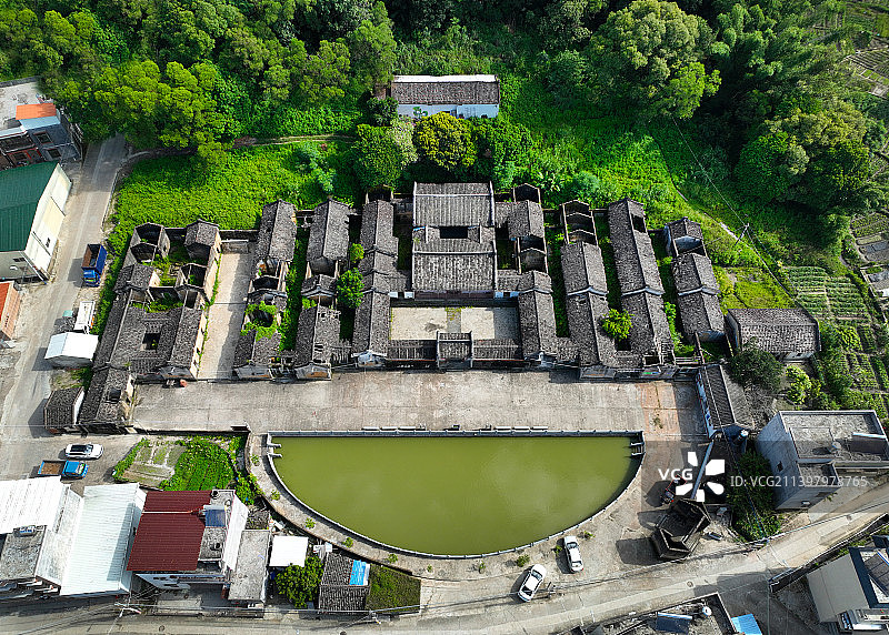 广东省汕尾市陆河县九厅十八井客家围屋火山嶂航拍图片素材