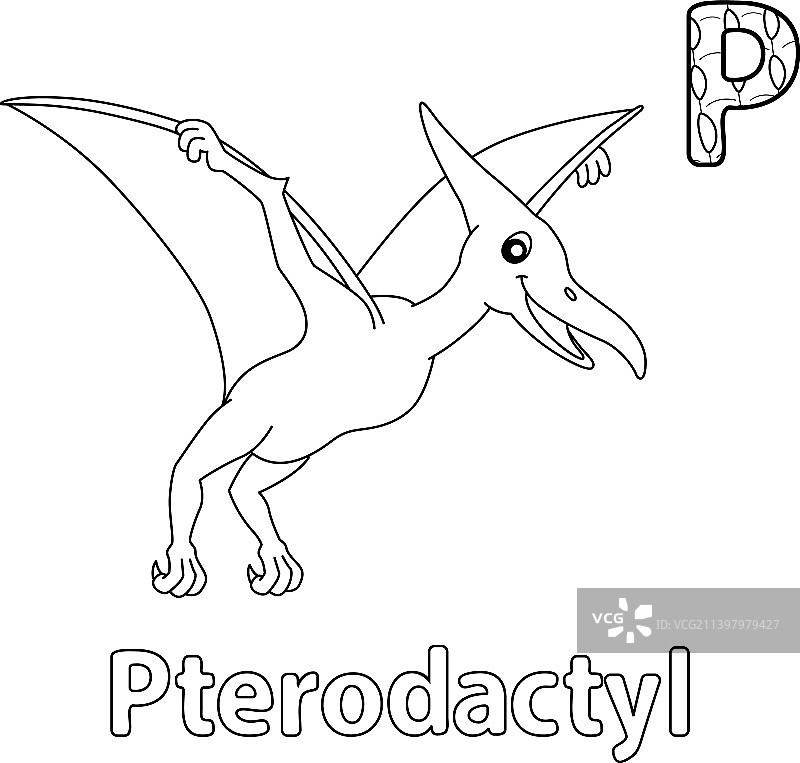 翼手龙字母恐龙ABC着色页P图片素材