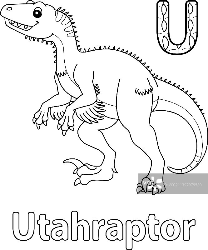 犹他盗龙字母恐龙ABC涂色页U图片素材