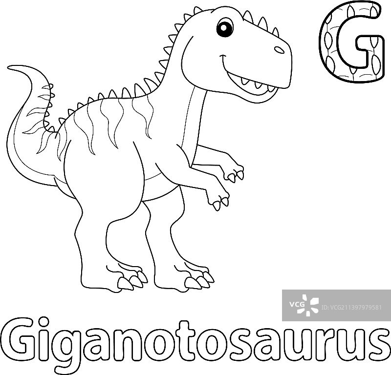 南方巨龙字母ABC着色页G图片素材