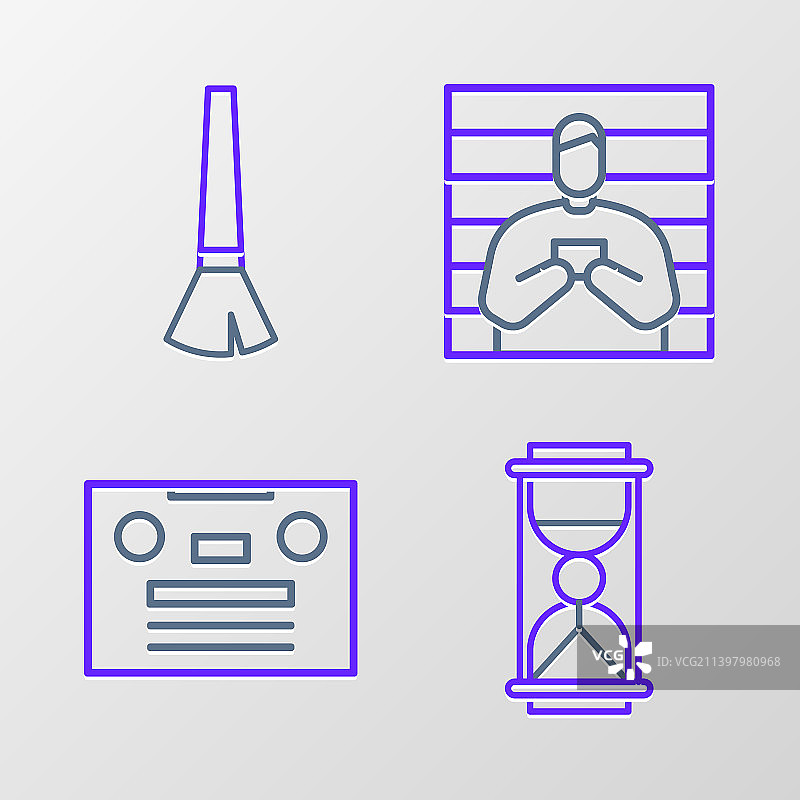 线条：旧沙漏、沙子、复古音响图片素材