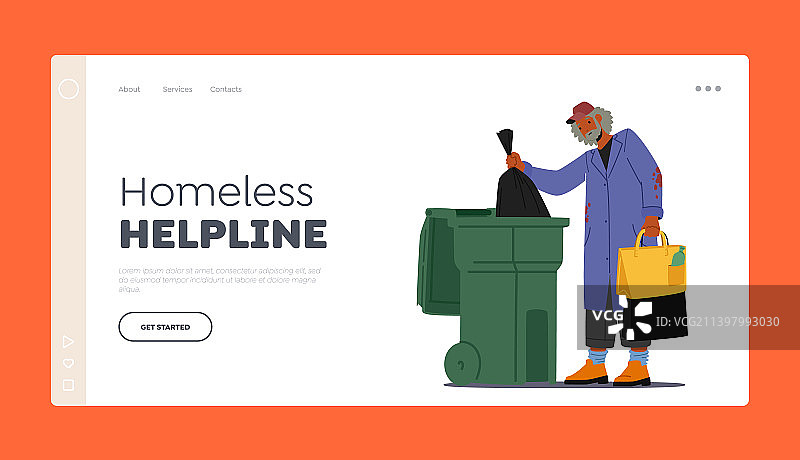 无家可归者帮助热线着陆页模板图片素材