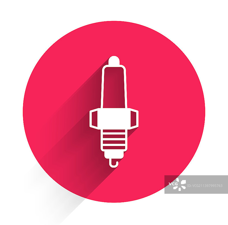 带有长阴影的白色汽车火花塞图标图片素材