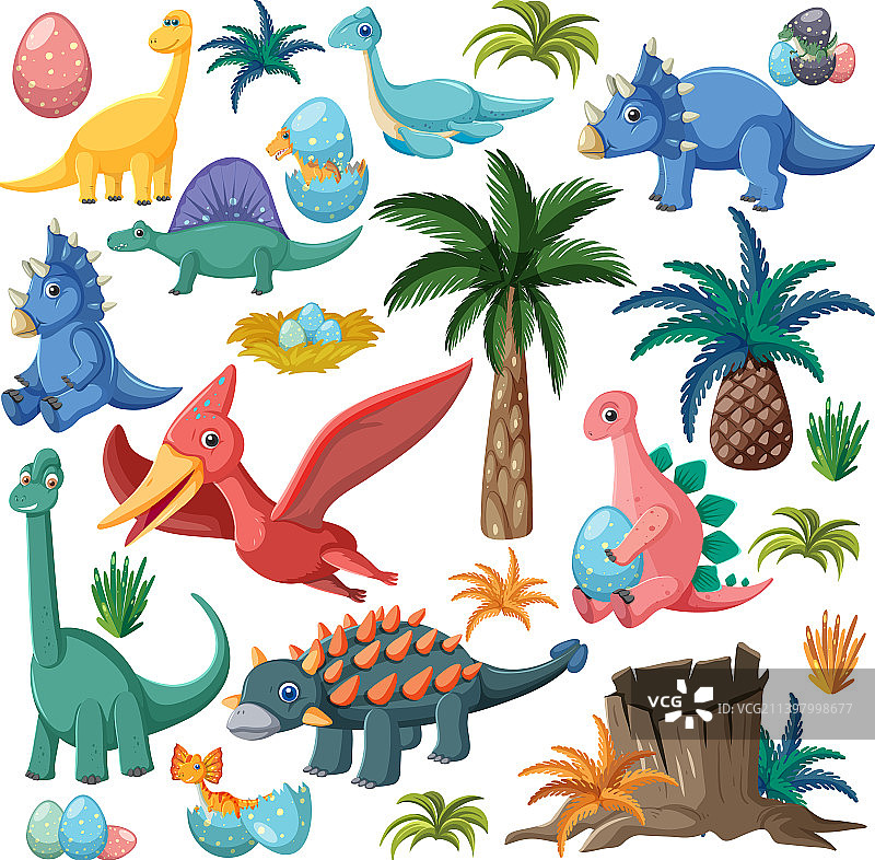 可爱的恐龙无缝图案图片素材