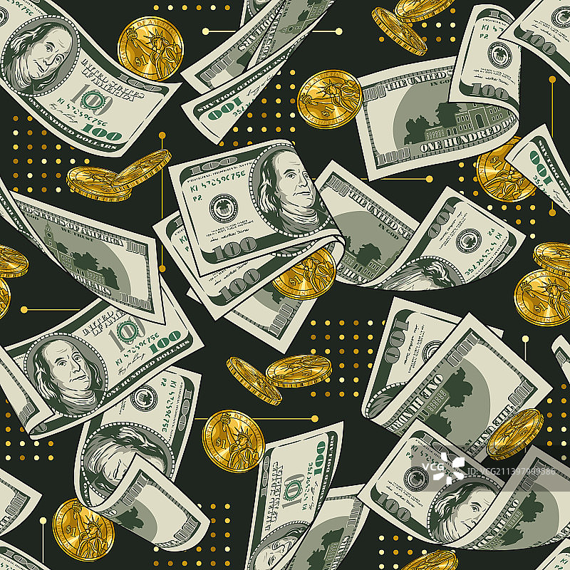 带有美元和金币的金钱图案图片素材