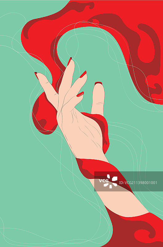 涂红色指甲油的白人女性手部海报图片素材