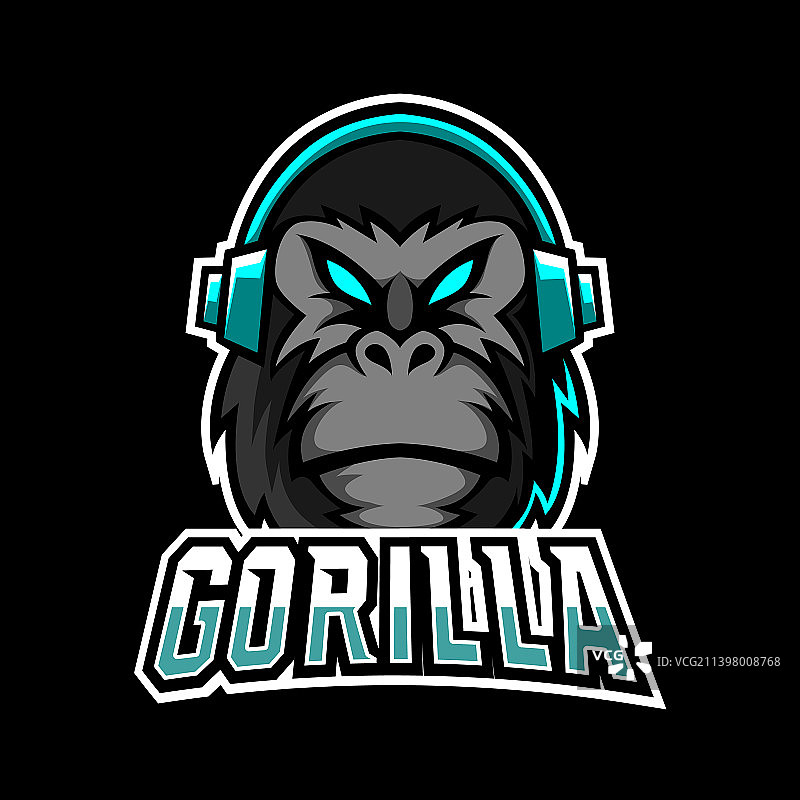 黑色大猩猩猿猴吉祥物体育电竞Logo图片素材