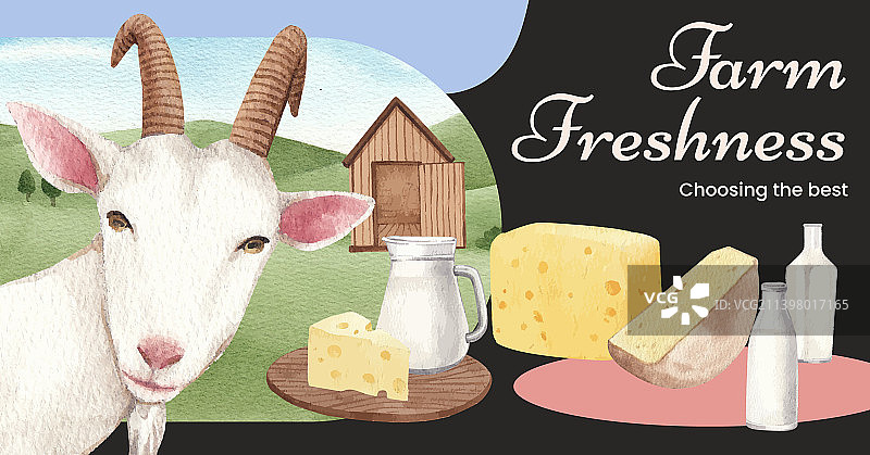 以山羊奶酪农场为主题的Facebook模板图片素材
