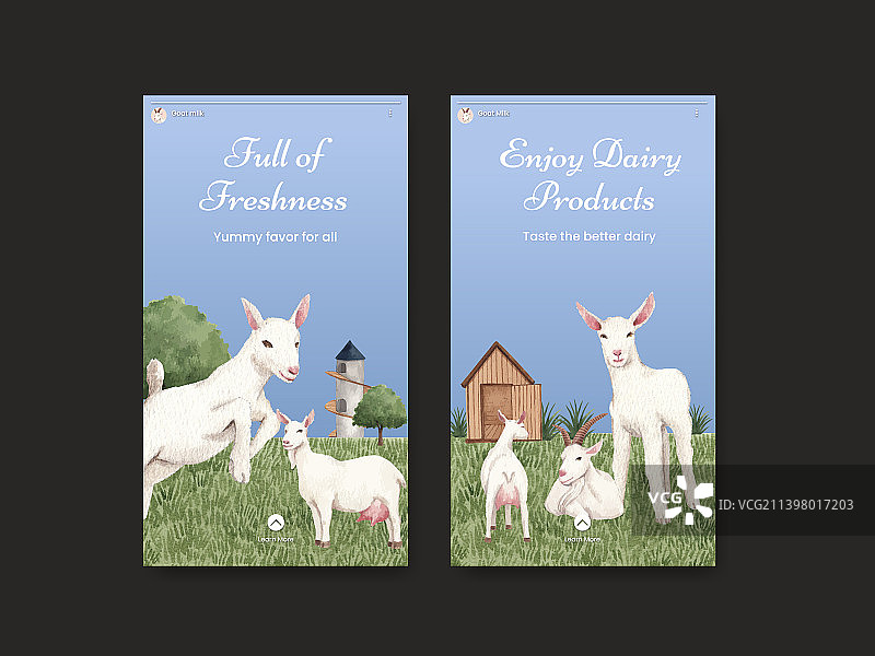 具有山羊奶和奶酪农场的Instagram模板图片素材
