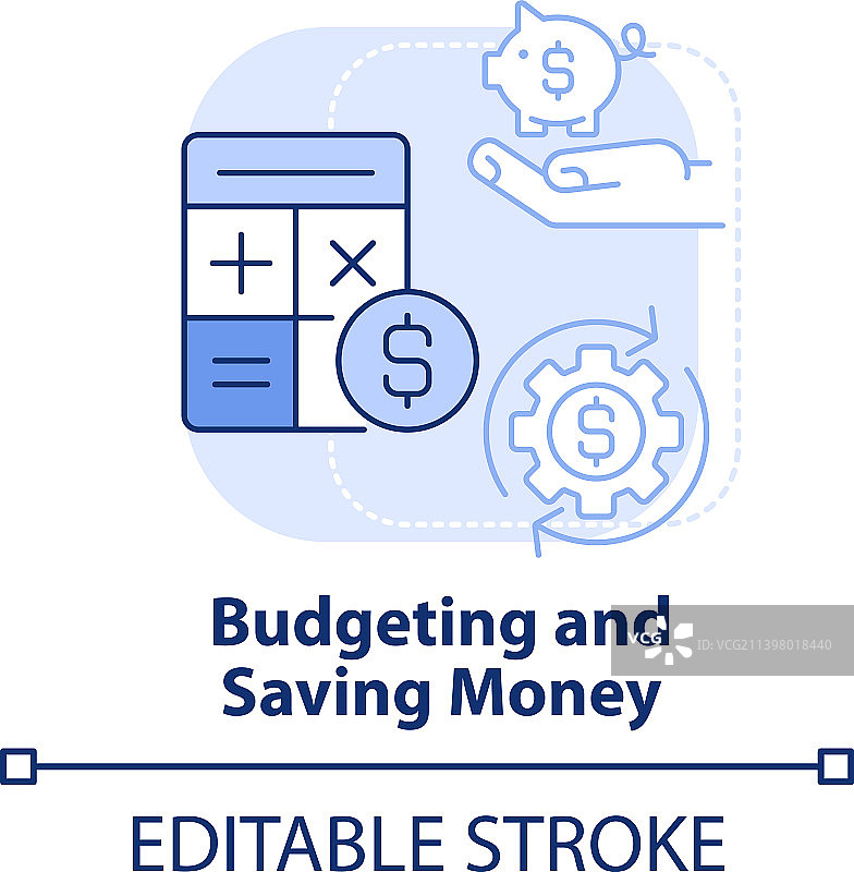 预算和储蓄浅蓝色概念图标图片素材