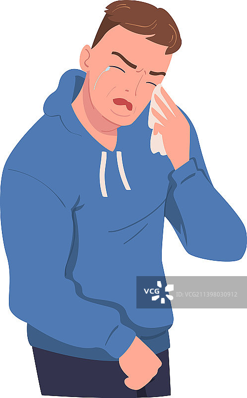 哭泣的男人角色在哭泣和啜泣图片素材