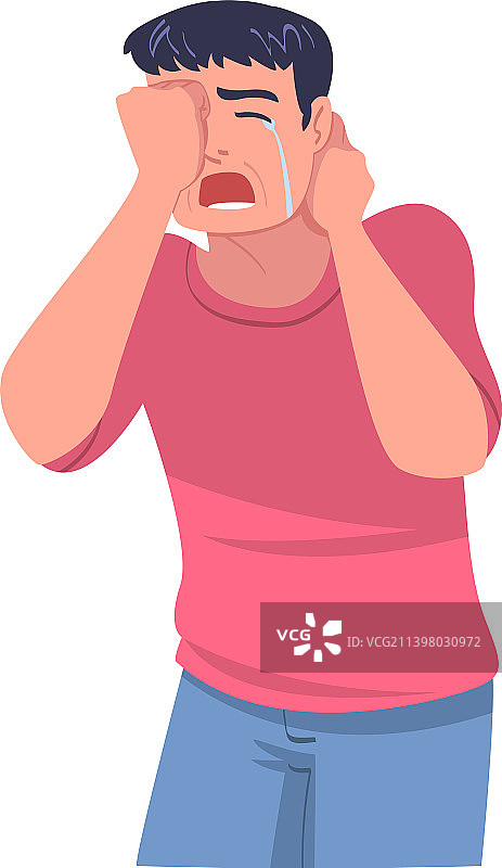 哭泣的男人角色在哭泣和啜泣图片素材