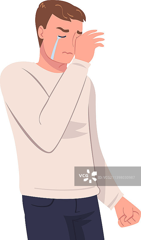 哭泣的男人角色在哭泣和啜泣图片素材