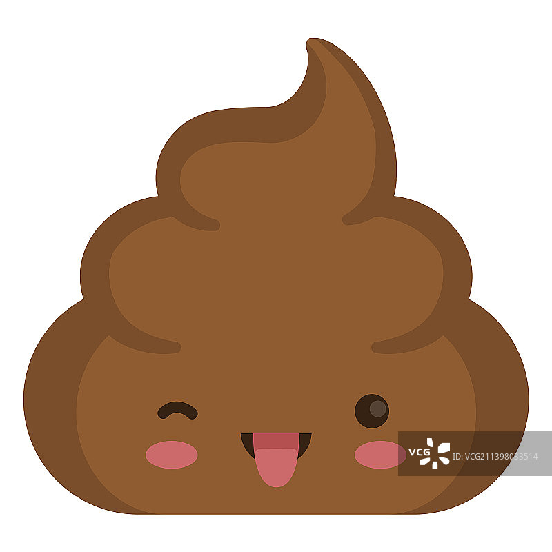可爱的便便表情符号，吐着舌头眨眼图片素材