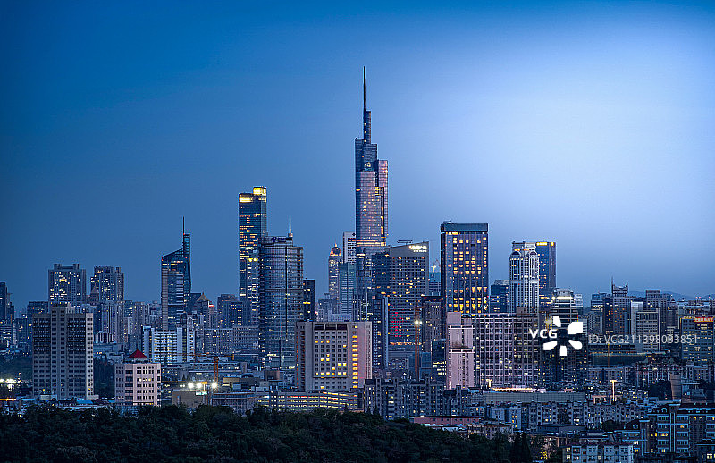 南京蓝调天际线图片素材