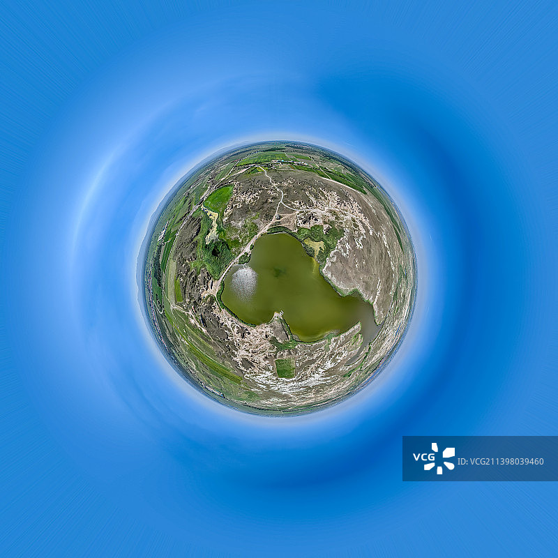 山西省大同市土林地貌高视角航拍小行星创意风光图片素材