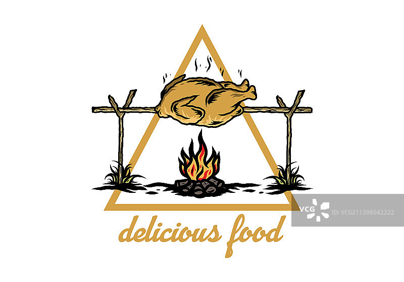 篝火烤鸡设计图片素材