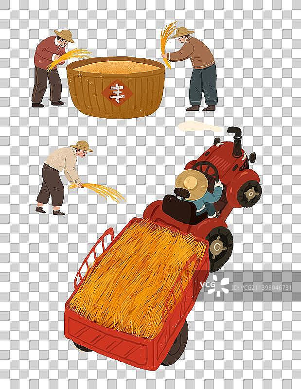 秋天节气插画农民丰收节元素农民图片素材