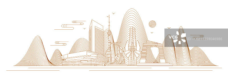 临沂线条矢量插画图片素材