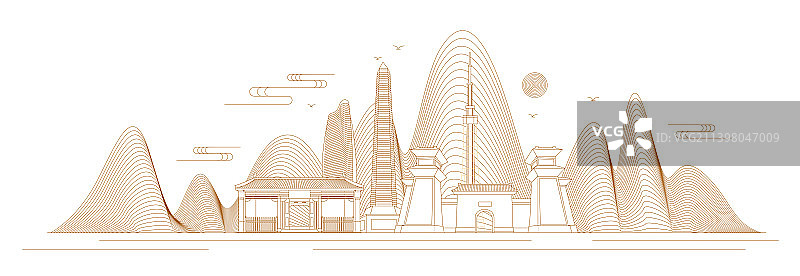 南阳线条矢量插画图片素材