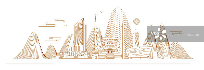 泰州线条矢量插画图片素材