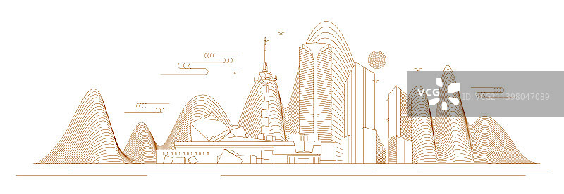 盐城线条矢量插画图片素材