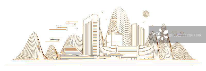 宿迁线条矢量插画图片素材