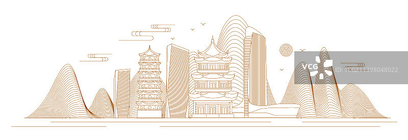 漳州线条矢量插画图片素材