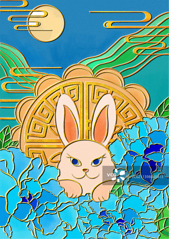 牡丹月饼兔图片素材