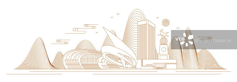 德州线条矢量插画图片素材