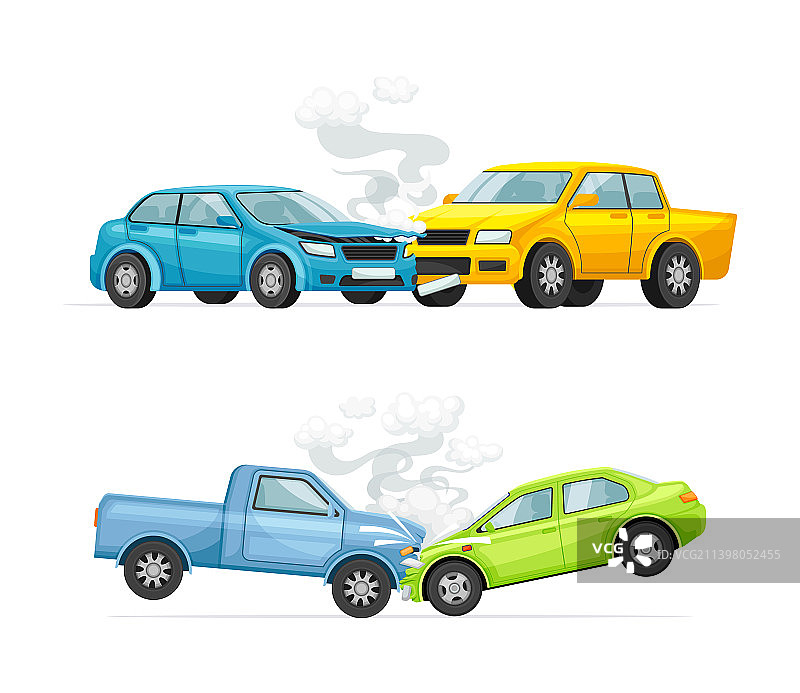 不同类型的车祸和道路交通事故图片素材