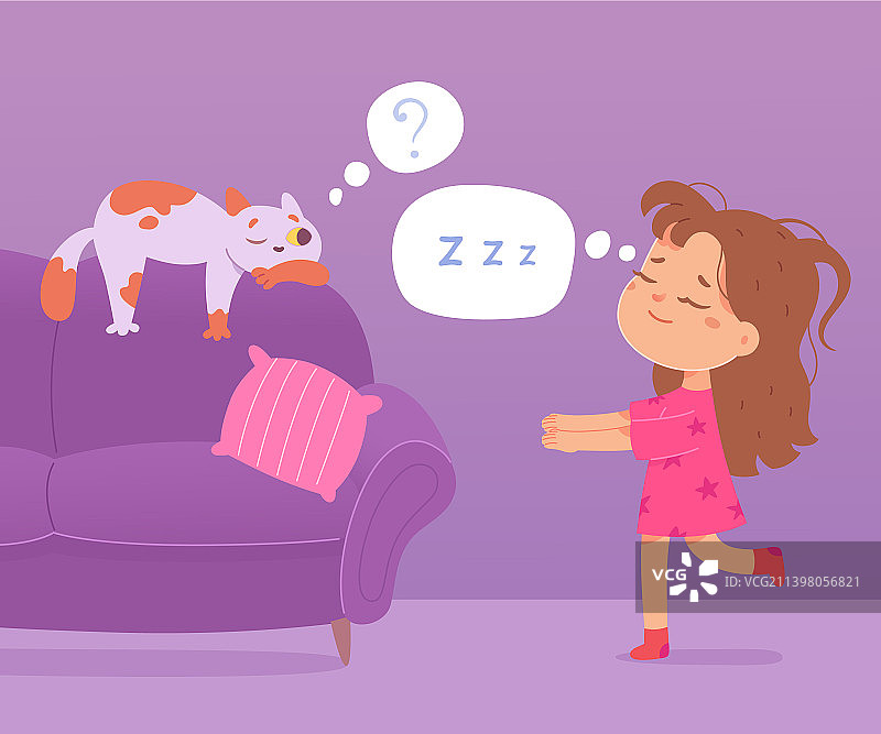 有趣的女孩梦游者在夜晚梦游图片素材