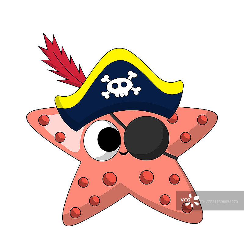 可爱卡通海星海盗插画图片素材