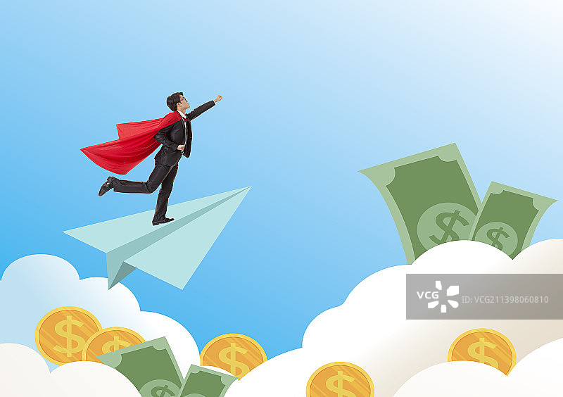 超人装扮的成功商业人物图片素材