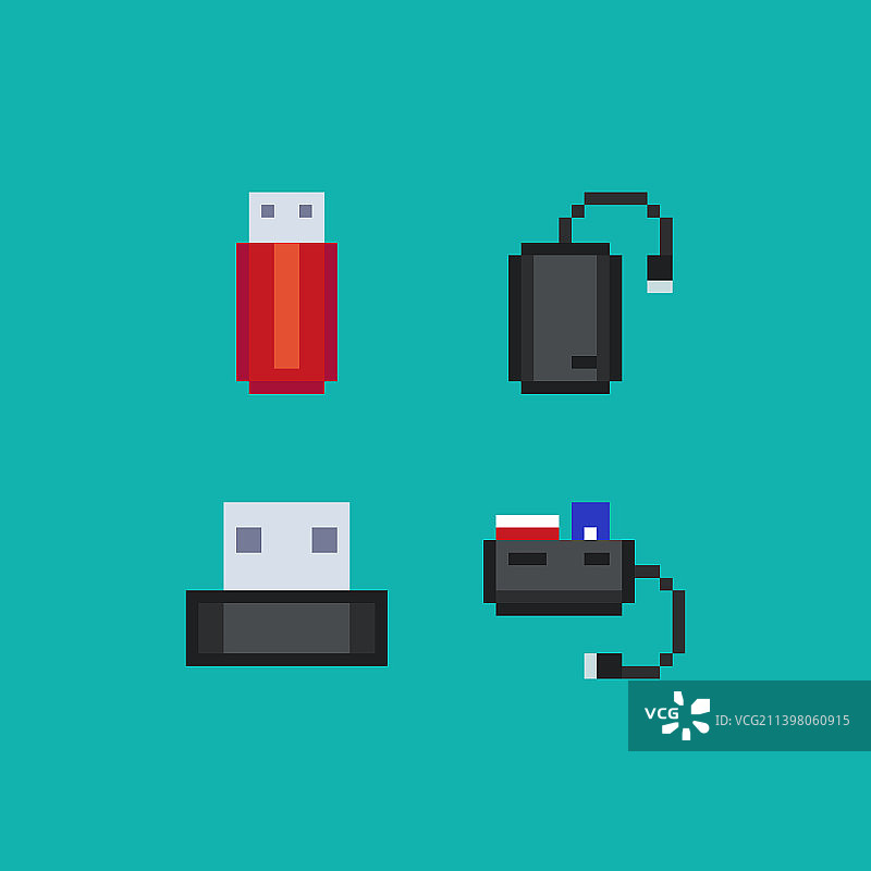 像素艺术U盘读卡器图片素材