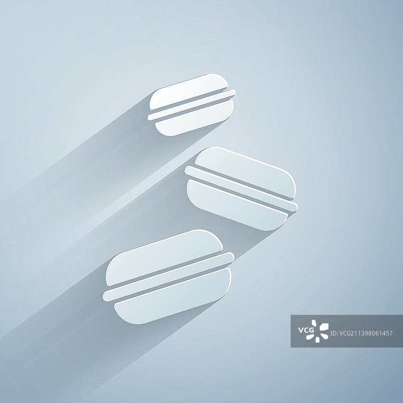 灰色背景上的纸剪马卡龙饼干图标图片素材