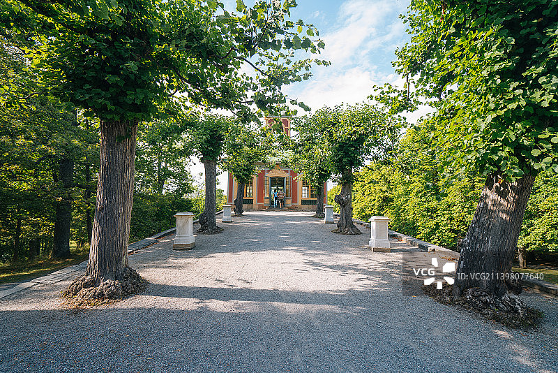 瑞典王后岛中国宫，著名的西方仿中式园林建筑风光图片素材