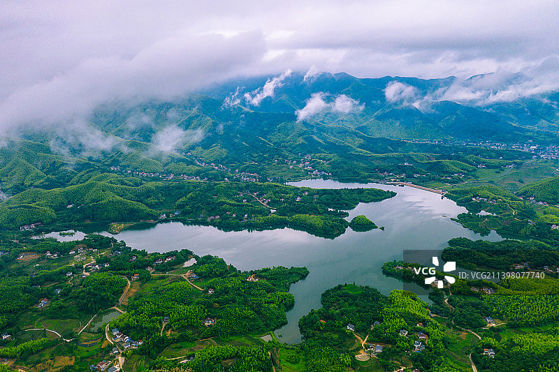 鸟瞰大河口水库图片素材