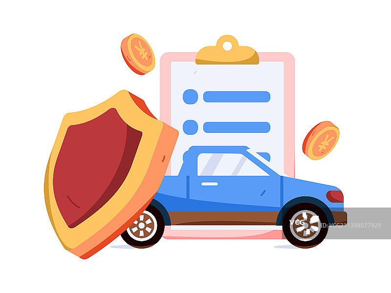 汽车保险扁平矢量概念运营插画图片素材