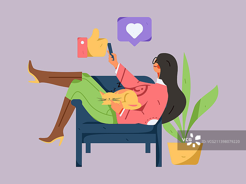 客厅居家休息人物场景扁平矢量概念运营插画图片素材