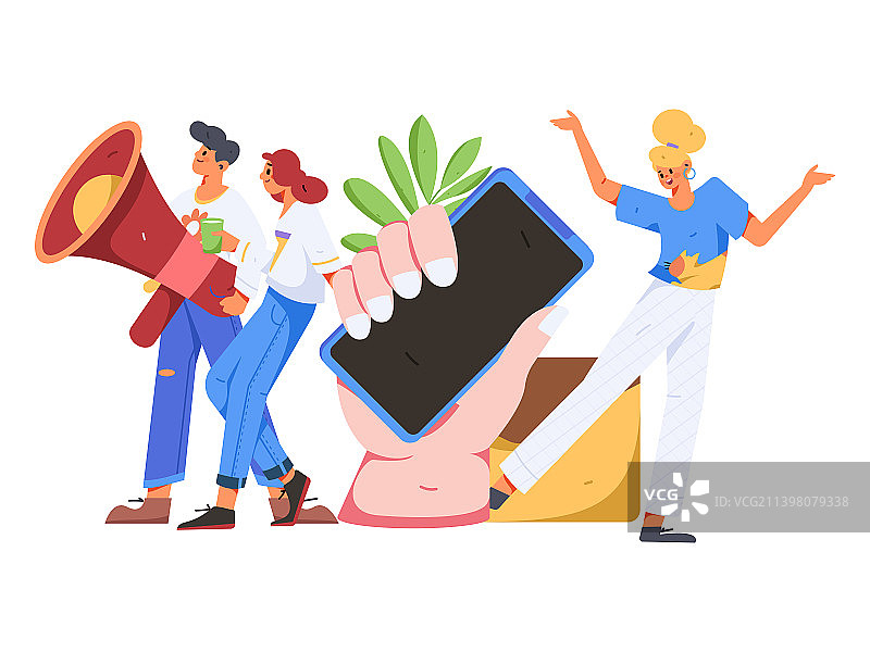 互联网公告告示模板矢量创意扁平插画图片素材