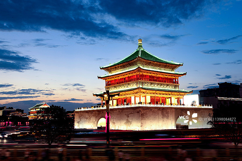 西安钟楼夜景图片素材