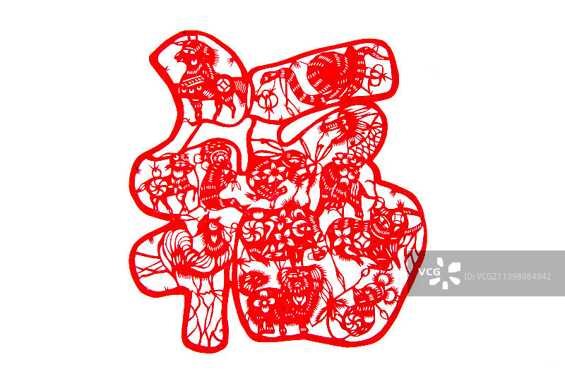 十二生肖剪纸福字图片素材