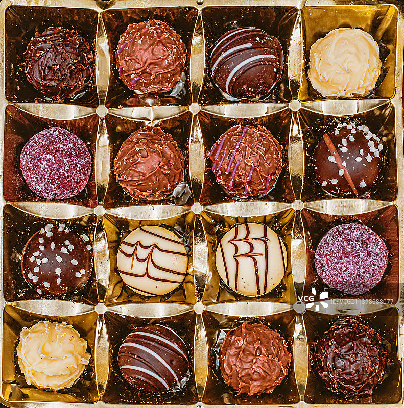 盒装巧克力特写镜头图片素材