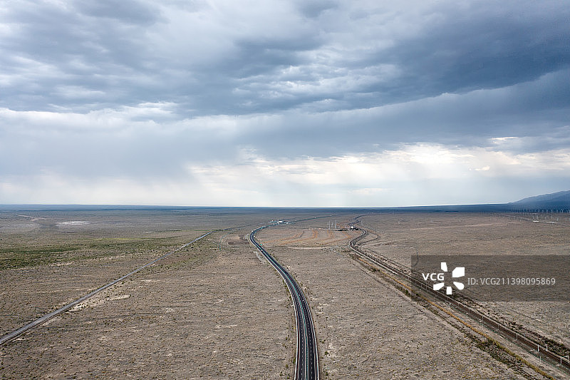 新疆精河连霍高速航拍图片素材