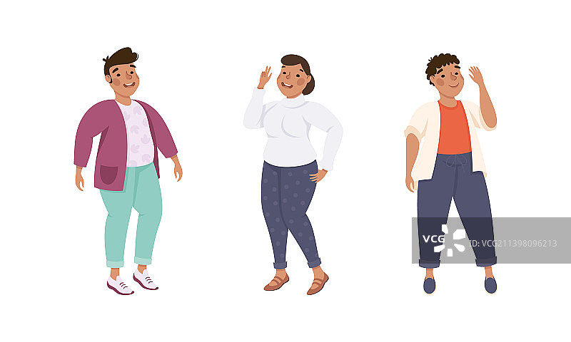 身材丰满的男人和女人站立微笑图片素材